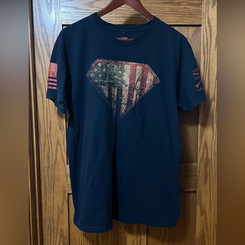 Grunt Style Black T-Shirt with Patriotic Design